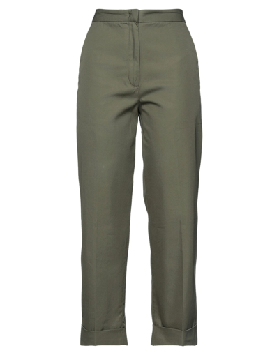 Shop Pence Woman Pants Military Green Size 8 Cotton