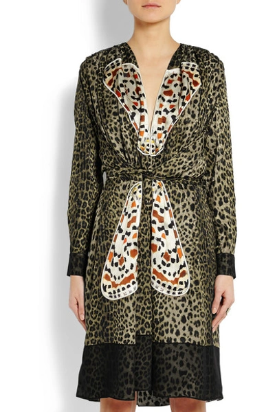 Shop Givenchy Leopard-print Silk Dress With Butterfly Appliqué