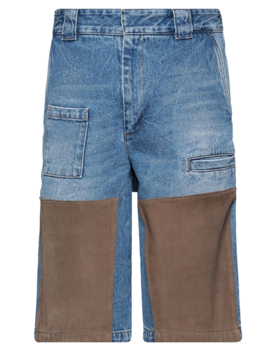 Shop Fendi Denim Shorts In Blue