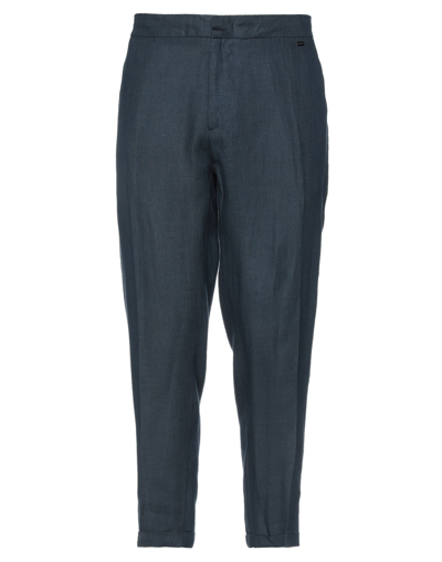 Shop Eredi Del Duca Man Pants Midnight Blue Size 36 Linen