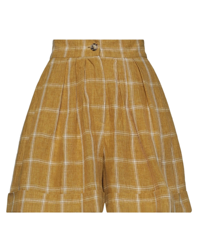Solotre Woman Shorts & Bermuda Shorts Marigold Size 4 Linen In Yellow