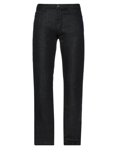 Shop Emporio Armani Man Jeans Black Size 32w-32l Cotton, Linen