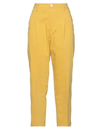 Shop High Woman Pants Ocher Size 8 Cotton, Polyester, Elastane In Yellow