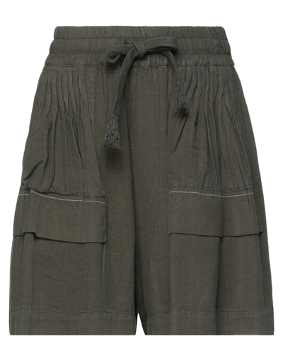 High Woman Shorts & Bermuda Shorts Dark Green Size 2 Linen, Rayon In Green