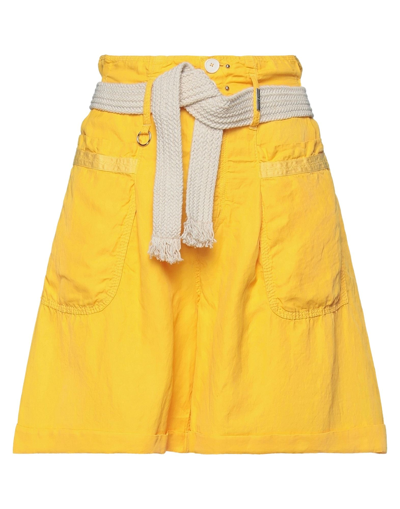 Shop High Woman Shorts & Bermuda Shorts Apricot Size 8 Cupro, Linen, Cotton In Orange