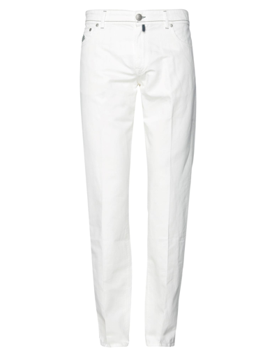 Shop Luigi Borrelli Napoli Man Pants White Size 36 Cotton, Linen