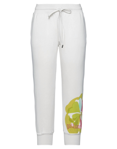 Shop Galliano Woman Cropped Pants Ivory Size L Cotton, Elastane In White