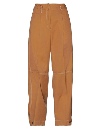 Shop Brag-wette Woman Pants Camel Size 8 Cotton In Beige