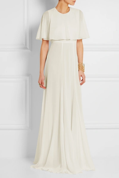 Shop Giambattista Valli - Cape-effect Silk-georgette Gown - Ivory