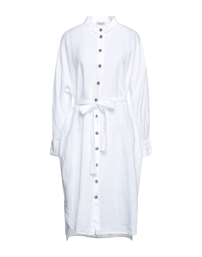 Shop Cappellini By Peserico Woman Midi Dress White Size 8 Linen