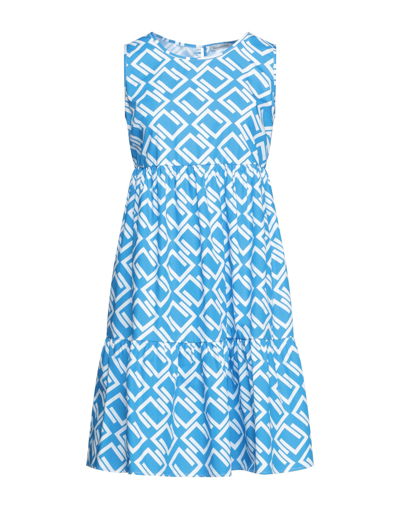 Shop Camicettasnob Woman Mini Dress Azure Size 10 Cotton In Blue
