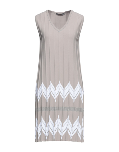 Shop D-exterior D. Exterior Woman Midi Dress Khaki Size L Viscose, Polyester, Metallic Polyester In Beige