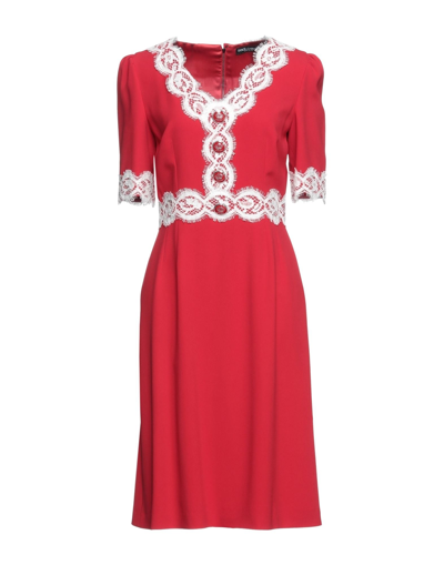 Shop Dolce & Gabbana Woman Midi Dress Red Size 2 Viscose, Acetate, Cotton, Elastane, Polyester