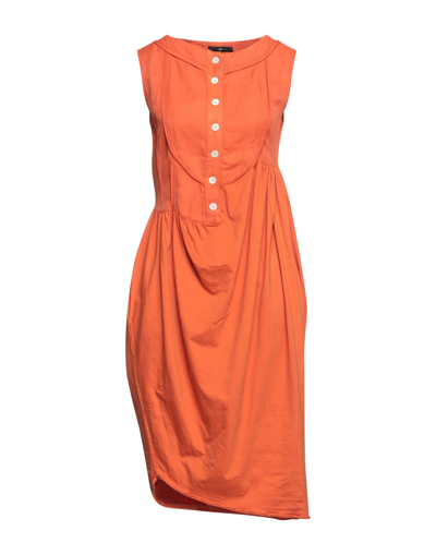 Shop High Woman Midi Dress Rust Size L Cotton, Elastane In Red