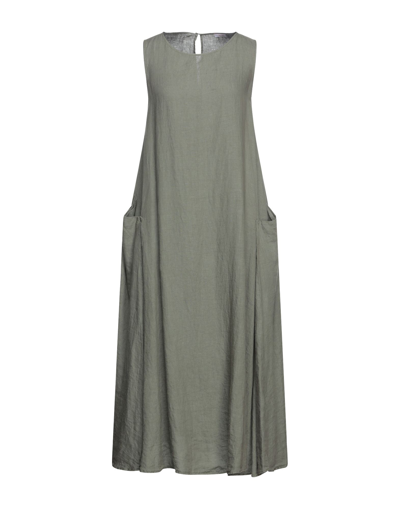 Shop Rossopuro Woman Midi Dress Military Green Size L Linen