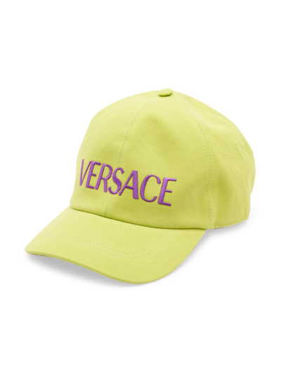 Shop Versace Logo Baseball Cap In Citron Dark Orchid
