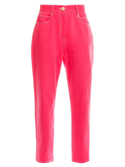 Shop Balmain X Barbie Wide-leg Logo Jeans In Rose