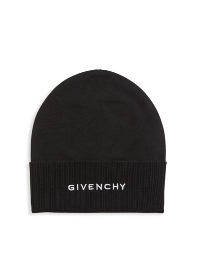 Shop Givenchy Women's Knit Logo Beanie In Black White
