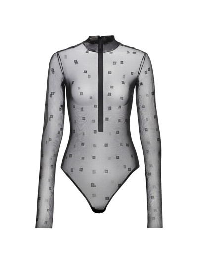 Shop Givenchy Women's Transparent Jacquard Bodysuit In Black