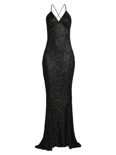 Norma Kamali Open-back Sequined Stretch-jersey Maxi Dress In Black ...