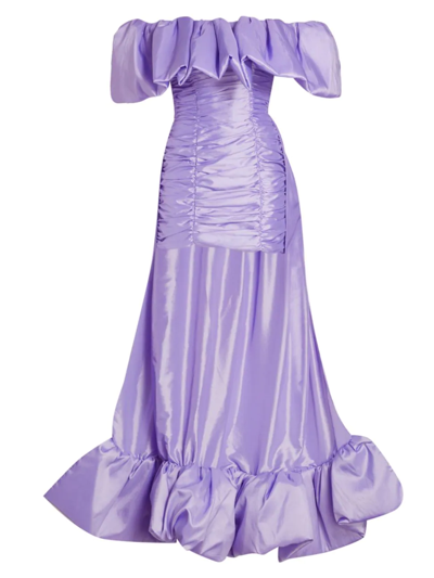 Shop Christian Cowan Women's Off-the-shoulder Silk Tafetta High-lo Cocktail Dress In Lilac