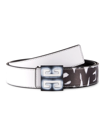 Shop Givenchy 4g Spray-painted Leather Belt In Black