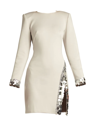Shop Tadashi Shoji Women's Long-sleeve Minidress In Platinum
