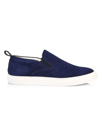 Shop Isaia Suede Slip-on Sneakers In Navy