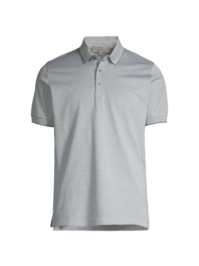 Shop Canali Men's Cotton Short-sleeve Polo Shirt In Grey