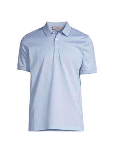 Shop Canali Men's Cotton Short-sleeve Polo Shirt In Light Blue