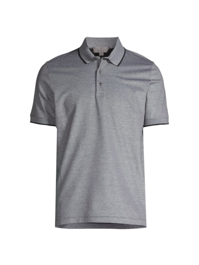 Shop Canali Men's Cotton Short-sleeve Polo Shirt In Black White
