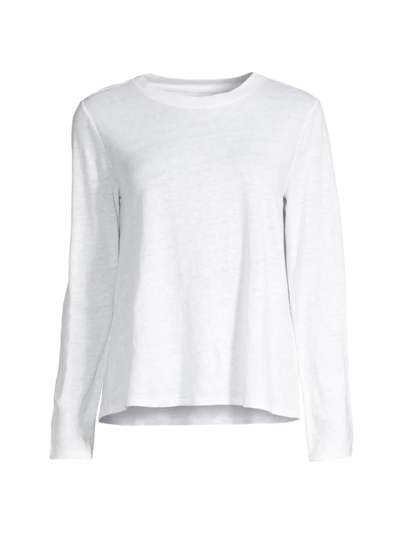 Shop Eileen Fisher Long-sleeve Linen T-shirt In White