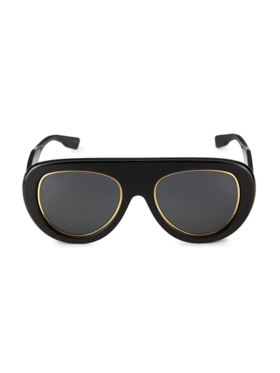 Shop Gucci Men's  Logo 54mm Pilot Sunglasses In Black