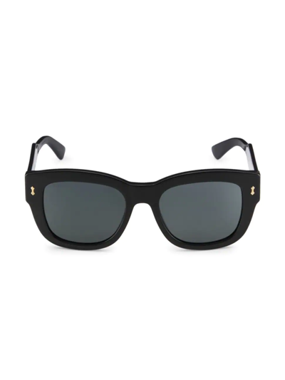 Shop Gucci Men's  Logo 53mm Square Sunglasses In Black