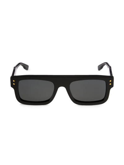 Shop Gucci Men's  Logo 53mm Rectangular Sunglasses In Black