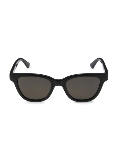 Shop Gucci Men's  Logo 51mm Cat Eye Sunglasses In Black