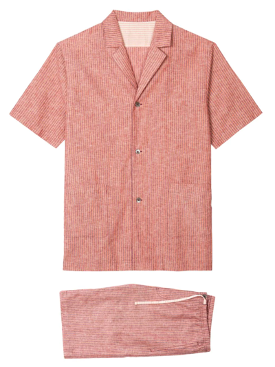 Shop Paul Smith Men's Striped Pajama Shorts Set In Reds