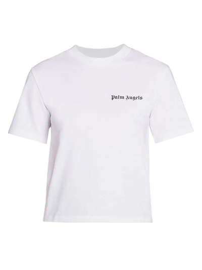 Shop Palm Angels Women's Classic Logo Fitted T-shirt In White Black