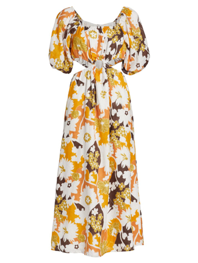 Shop Faithfull The Brand Women's Trinita Floral Linen Midi Dress In Elvinna Floral Print
