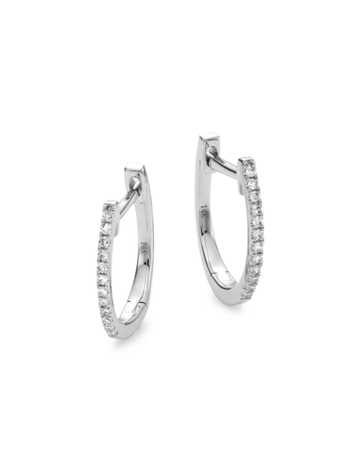 Shop Saks Fifth Avenue Women's Kate 14k White Gold & 0.08 Tcw Diamond Huggie Earrings