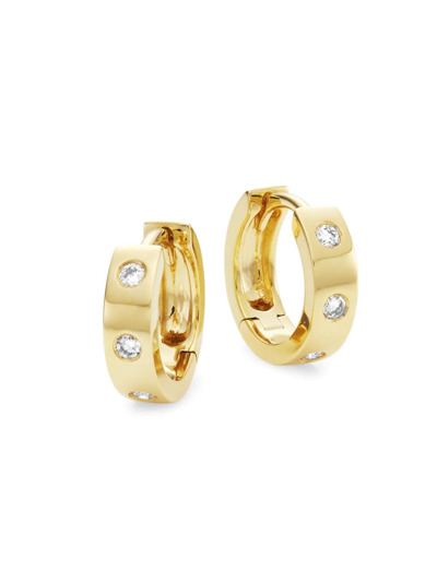 Shop Saks Fifth Avenue Women's 14k-yellow-gold & 0.11 Tcw Diamond Mini Huggie Earrings