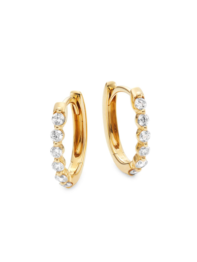 Shop Saks Fifth Avenue Women's 14k Yellow Gold & 0.26 Tcw Diamond Oval Huggie Earrings