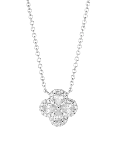 Shop Saks Fifth Avenue Women's Adelle 14k White Gold & 0.41 Tcw Diamond Clover Necklace