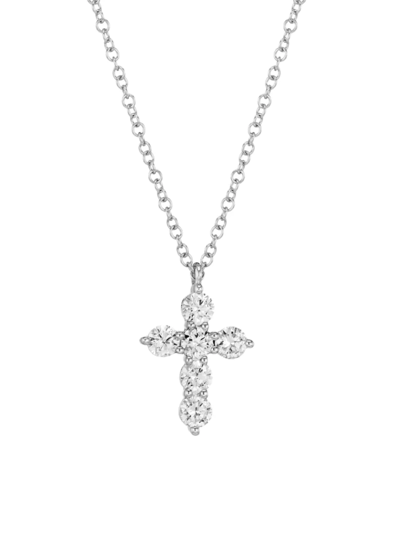 Shop Saks Fifth Avenue Women's 14k White Gold & 0.50 Tcw Diamond Cross Pendant Necklace