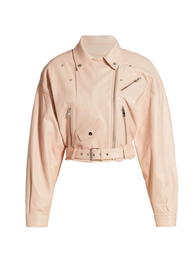 Shop Lamarque Women's Dylan Leather Biker Jacket In Ballet Pink