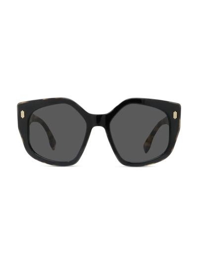 Shop Fendi Women's 55mm Geometric Logo Sunglasses In Black
