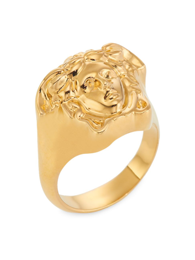 Shop Versace Men's Metal Medusa Ring In  Gold