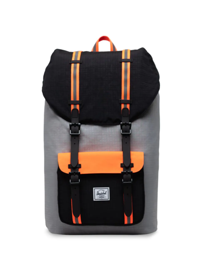 Shop Herschel Supply Co Men's Little America Backpack In Black Grey Orange