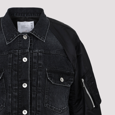 Shop Sacai Denim And Nylon Mix Blouson Jacket In Black