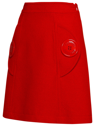 Shop Moschino Red Linen Blend Skirt